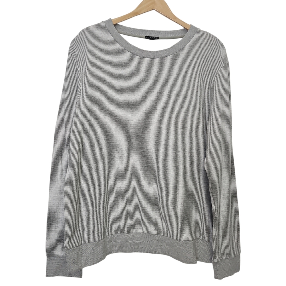 Theory Cotton Blend Striped Crewneck Sweater Size XXL